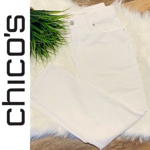 🌸Chico’s Girlfriends So Slimming Ankle White Jeans sz 8p